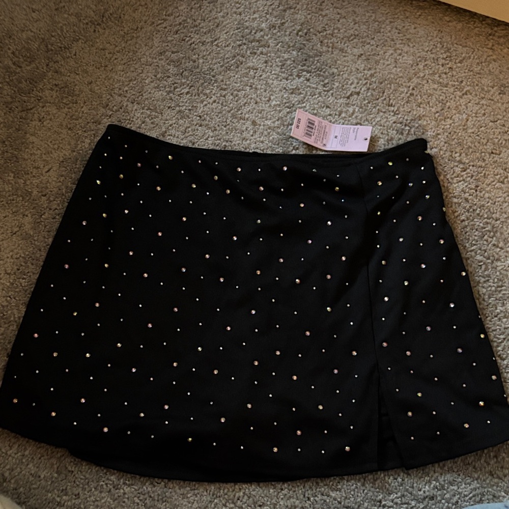 Black Embellished Mini Skort - Women's